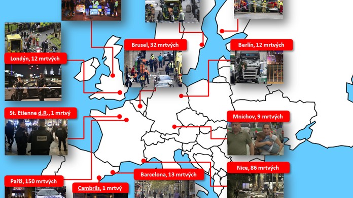 Teror v Evropě: Za tři roky vyhaslo při útocích teroristů 345 životů!