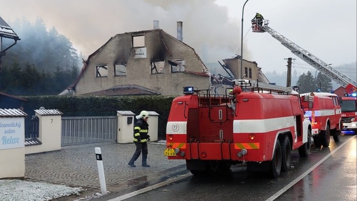 Požár ubytovny na Prachaticku