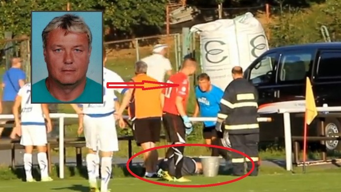 To je muž, který na fotbale srazil pěstí ženu! Trénuje místní kluky