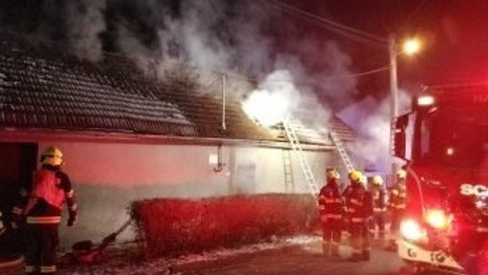Požár domu na Přerovsku