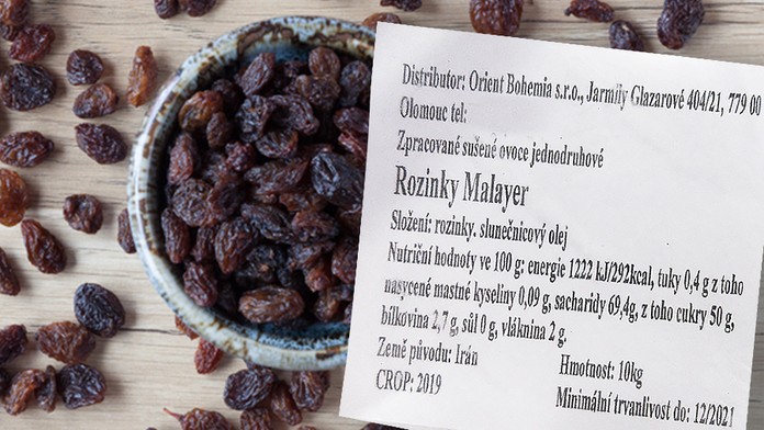 Inspekce odhalila rozinky zamořené ropou, je jich přes 20 tun!