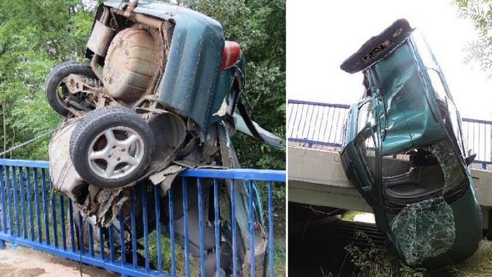 Auto viselo z mostu, spolujezdkyně nehodu nepřežila