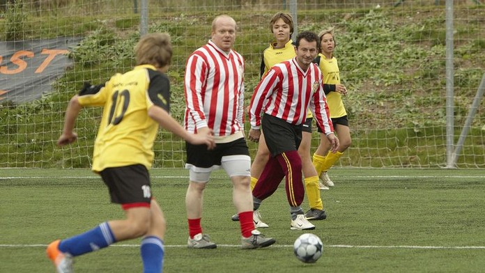 Tým Okresního přeboru se utkal s malými fotbalisty
