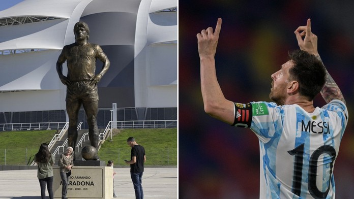 Messi odhalil sochu Maradony. Bude tu vždy s námi, prohlásil dojatě