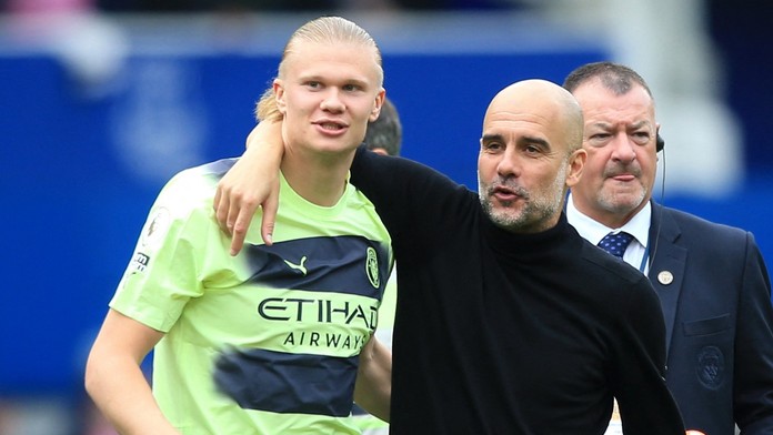Erling Haaland a Pep Guardiola