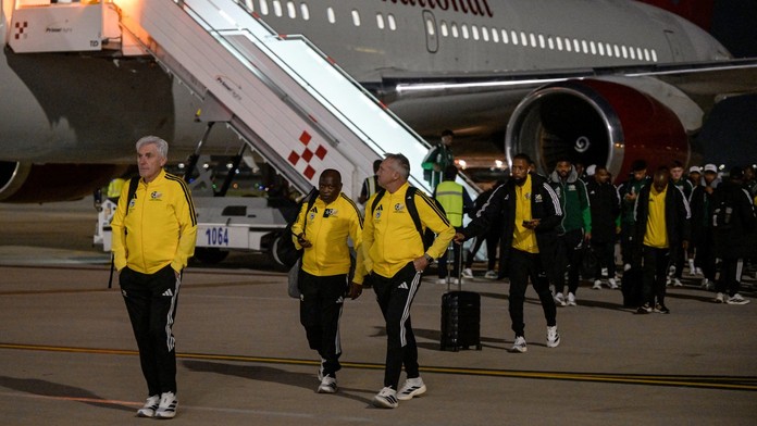 Fotbalisté Jihoafrické republiky při příletu do Mexika