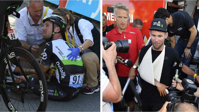 Cavendish má zlomenou lopatku, Saganova stáj podala protest
