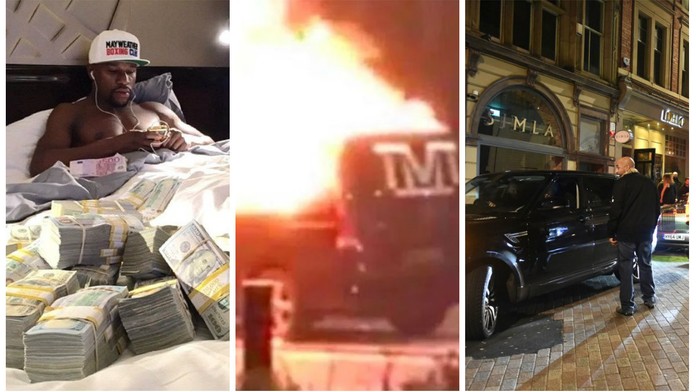 Mayweather prožil nepříjemný večer. Někdo zapálil jeho auto!