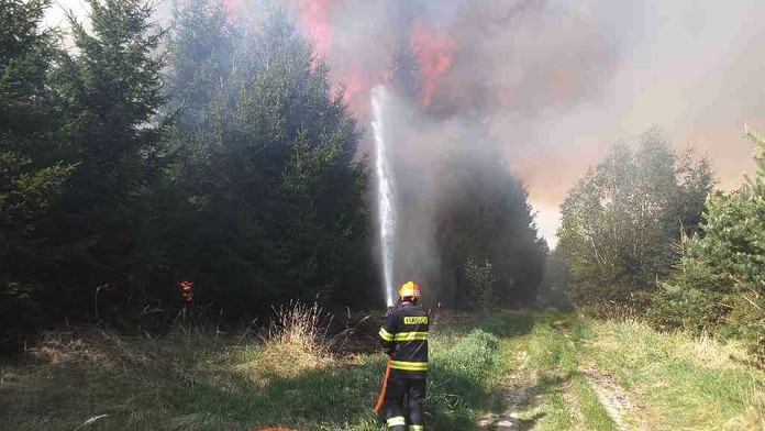 Dva obří požáry u Brna, hořel les i průmyslová budova
