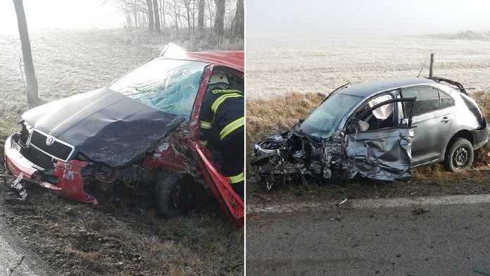 Šílené foto od Kunžaku-Mosty! Dvě osobní auta smetl nákladní vůz