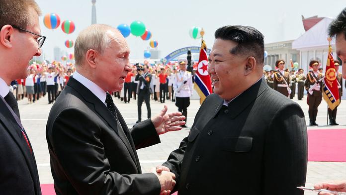 Vladimir Putin a Kim Čong Un