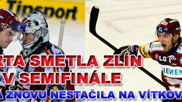 Sparta porazila Zlín i počtvrté a je v semifinále, Slavia utrpěla debakl ve Vítkovicích