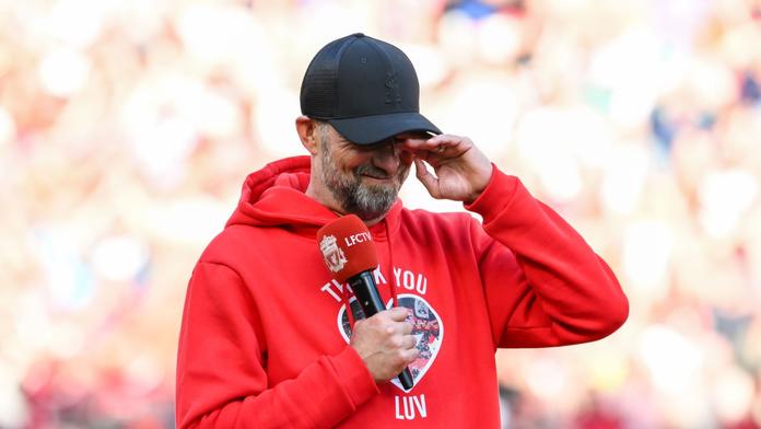 Trenér Jürgen Klopp při loučení s Liverpoolem