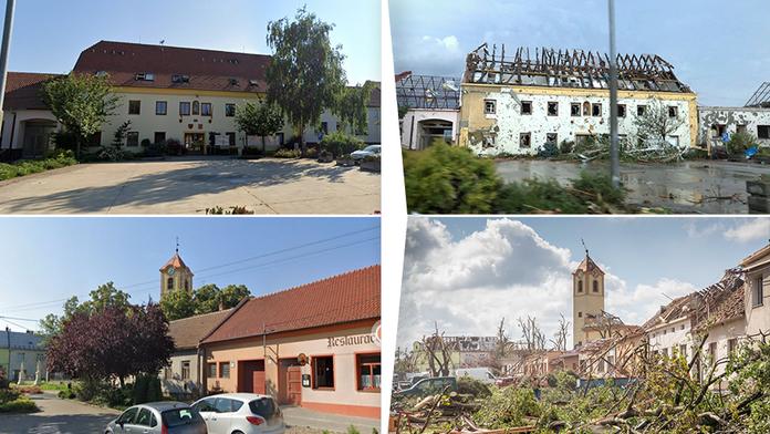 Před a po: Takhle vypadá apokalypsa. Tornádo zpustošilo obce k nepoznání!