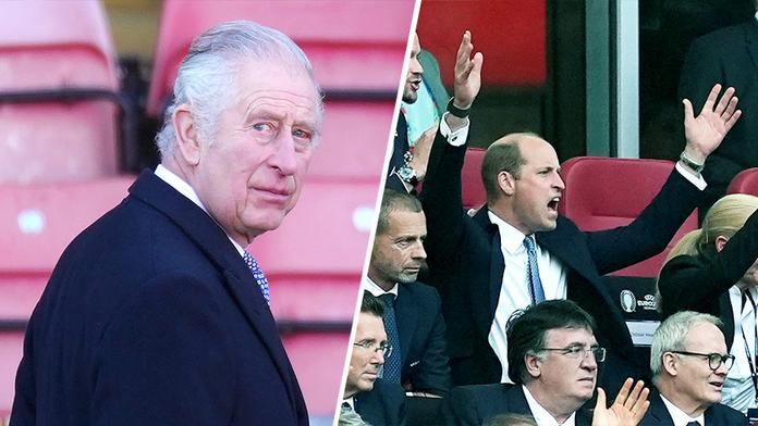 Král Karel III. a princ William na fotbale