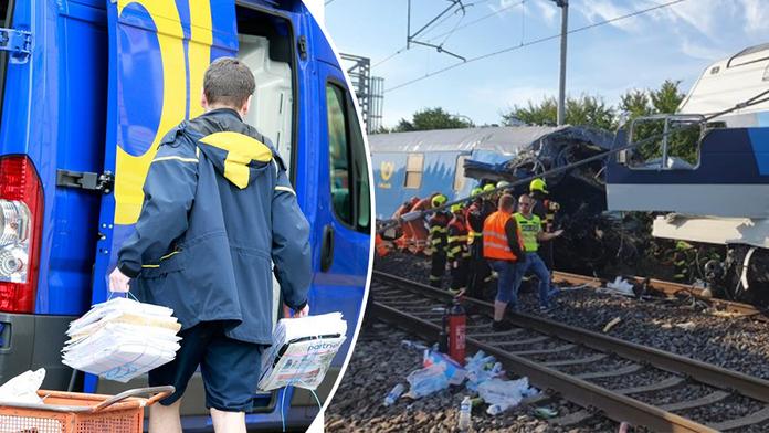 Stovky lidí se nedočkají balíků od pošty. Při srážce vlaků se zničily