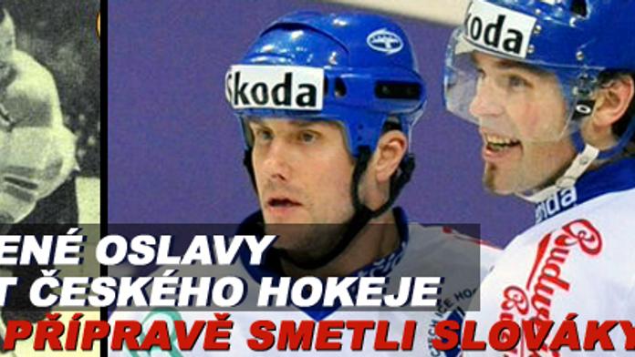Vydařené oslavy 100 let českého hokeje. Češi smetli Slováky