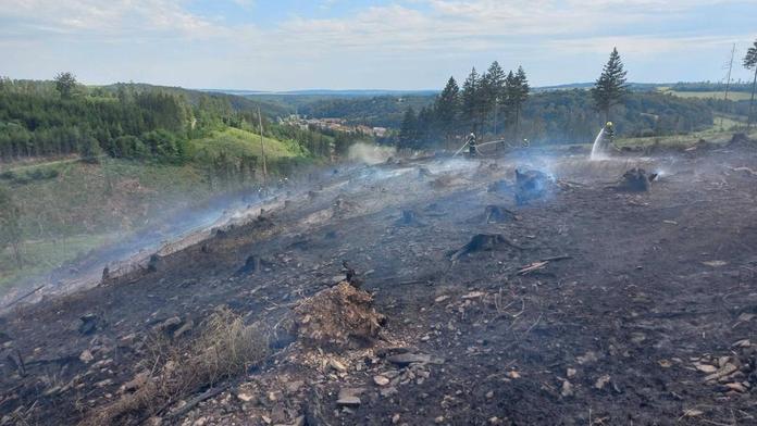 Plameny zachvátily les na Blanensku. Hasiči vyhlásili zvláštní stupeň poplachu