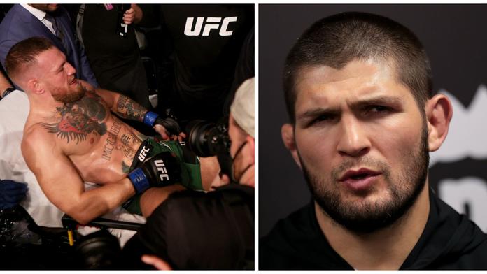Conor McGregor na nosítkách a Chabib Nurmagomedov