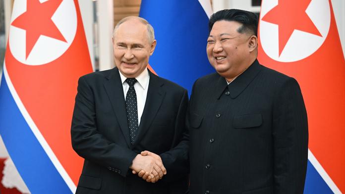 Vladimir Putin a Kim Čong-un