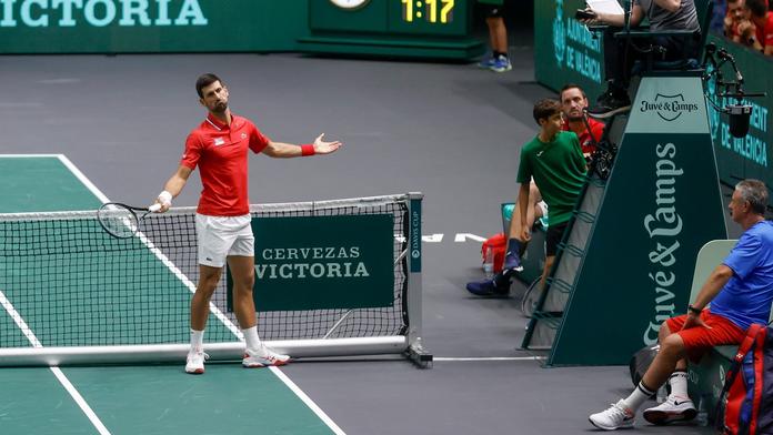 Novak Djokovič v utkání Davis Cupu proti Česku