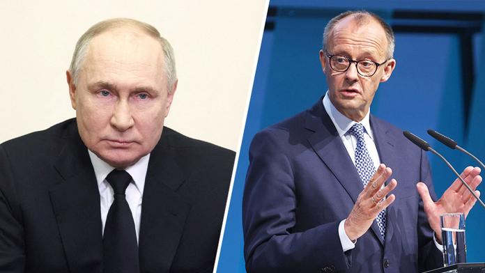 Vladimir Putin a Friedrich Merz