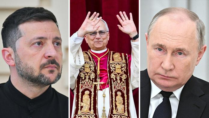 Volodymyr Zelenskyj, papež Lev XIV. a Vladimir Putin