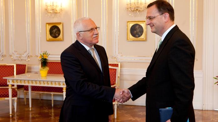 Prezident Klaus přijal na Pražském hradě lídra ODS Nečase