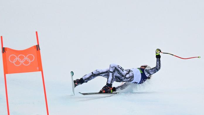 Pád Ester Ledecké při super-G na olympiádě