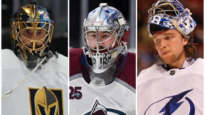 Zleva: Marc-Andre Fleury, Philipp Grubauer, Andrej Vasilevskiy