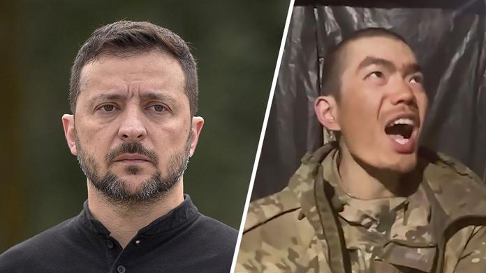 Volodymyr Zelenskyj a zajatý voják z Číny