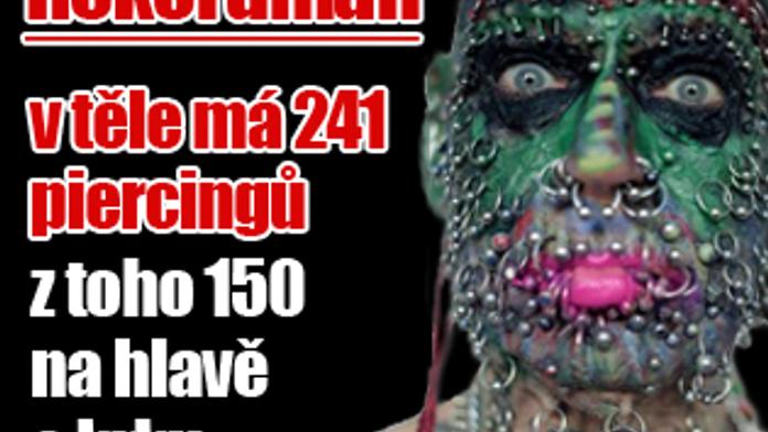 Rekordman: v těle má 241 piercingů. Hlavně na hlavě a krku