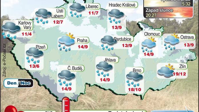 POČASÍ: Dnes bude pršet, objeví se i bouřky