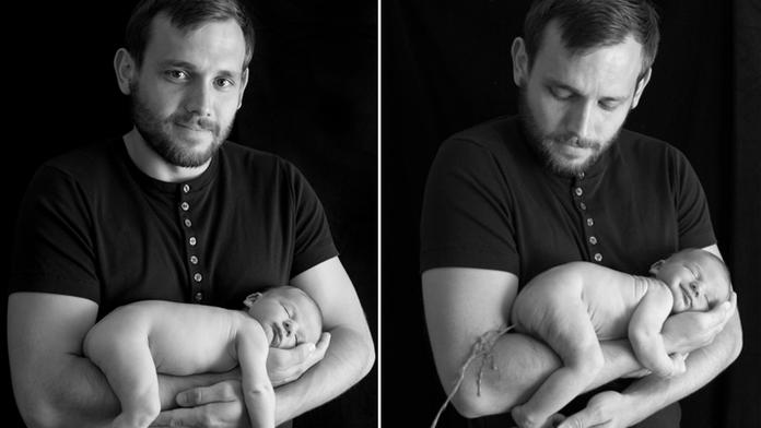Hrdý tatínek chtěl uměleckou fotku, chlapeček ji vylepšil