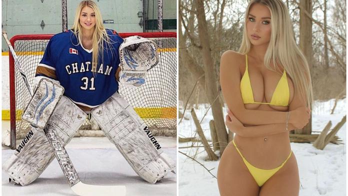 Brankářka odhodila masku a rajcuje fanoušky, její tělo hýčká hráč NHL