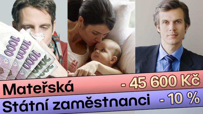 PŘEHLED VLÁDNÍCH ŠKRTŮ: Menší platy, úspory pro matky, ...