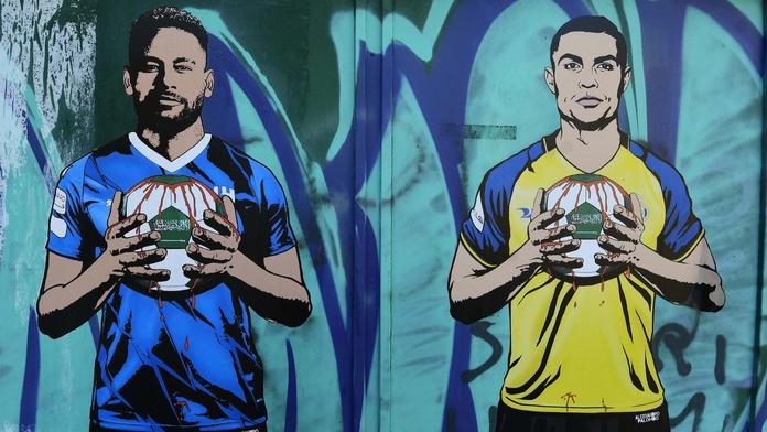 Graffiti Neymara a Cristiana Ronalda