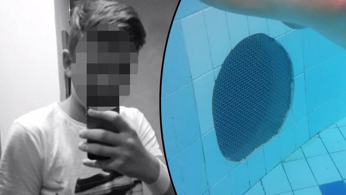 FOTO z bazénu smrti: Tato mřížka chránila potrubí, kde Adam zemřel