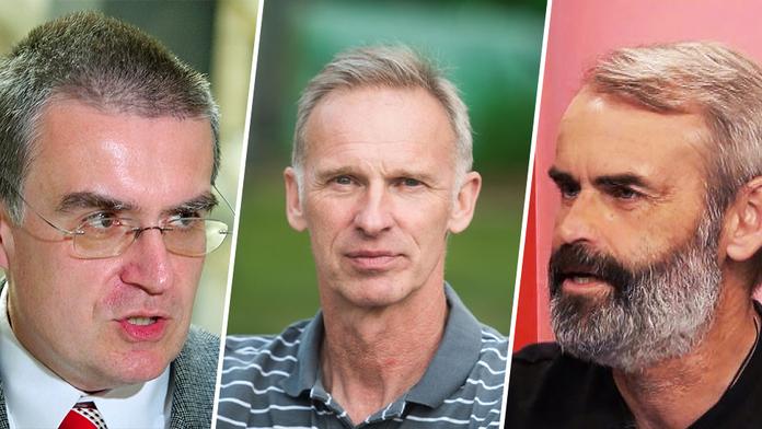 Zleva bývalý ministr dopravy Zdeněk Žák, bývalý hokejový brankář Dominik Hašek a šéf hnutí Přísaha Robert Šlachta