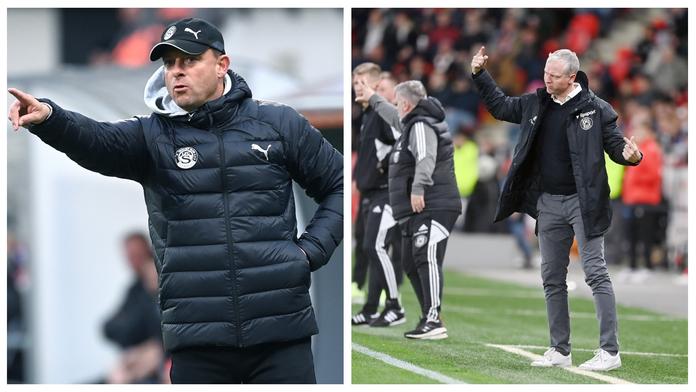 Trenér Slovácka Martin Svědík a trenér Olomouce Václav Jílek