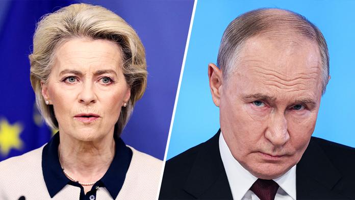 Ursula von der Leyenová a Vladimir Putin
