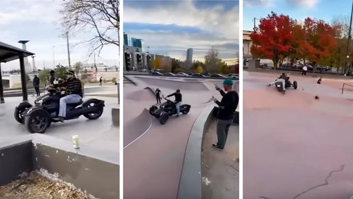 S nabušenou tříkolkou frajeřil ve skateparku. Pak předvedl šílený trapas