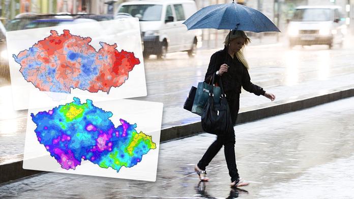 Extrémní rozdíly napříč ČR: Někde silný déšť, jinde úporné sucho. MAPY