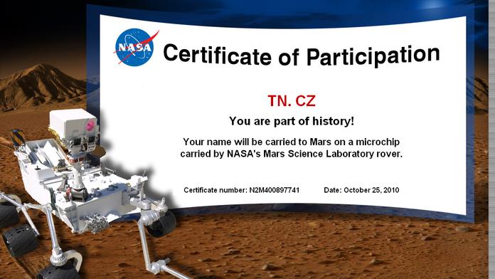 Pošlete své jméno na Mars! Víme jak na to!