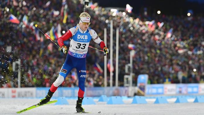Český biatlonista Tomáš Mikyska na mistrovství světa v Novém Městě na Moravě