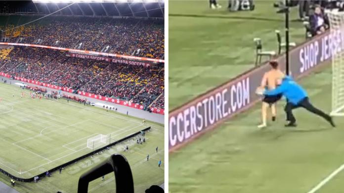 Fanoušek v Kanadě vběhl na hřiště, od pořadatele inkasoval brutální ránu