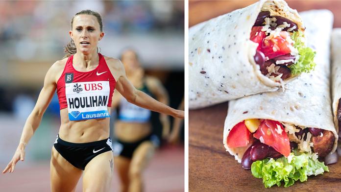 Americká atletka Shelby Houlihanová a burrito
