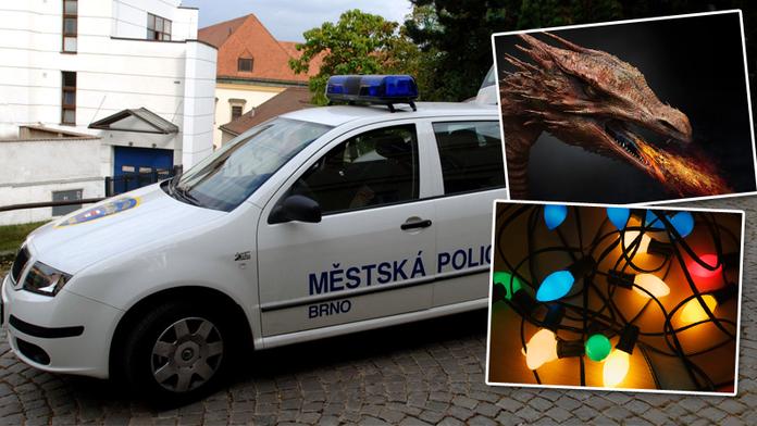 Mladík se žárovkami kolem krku šokoval strážníky: Venčím draka!
