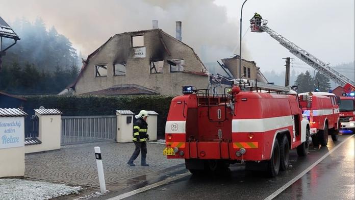 Požár ubytovny na Prachaticku