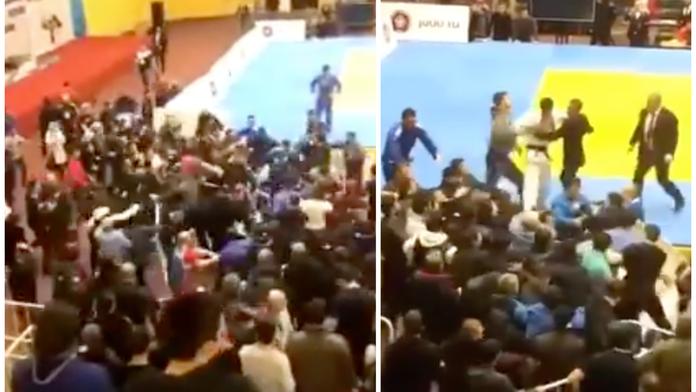 Šílené záběry! Na turnaji v judu se strhla hromadná rvačka fanoušků